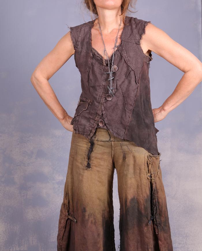 'do-re-mi one-two-three' Belgian linen sleeveless blouse