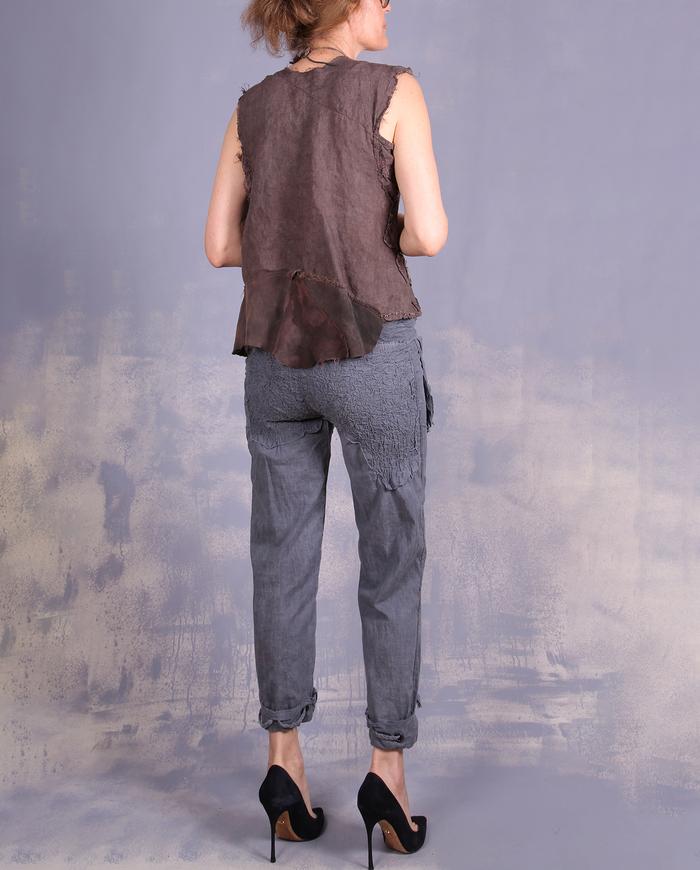 'do-re-mi one-two-three' Belgian linen sleeveless blouse