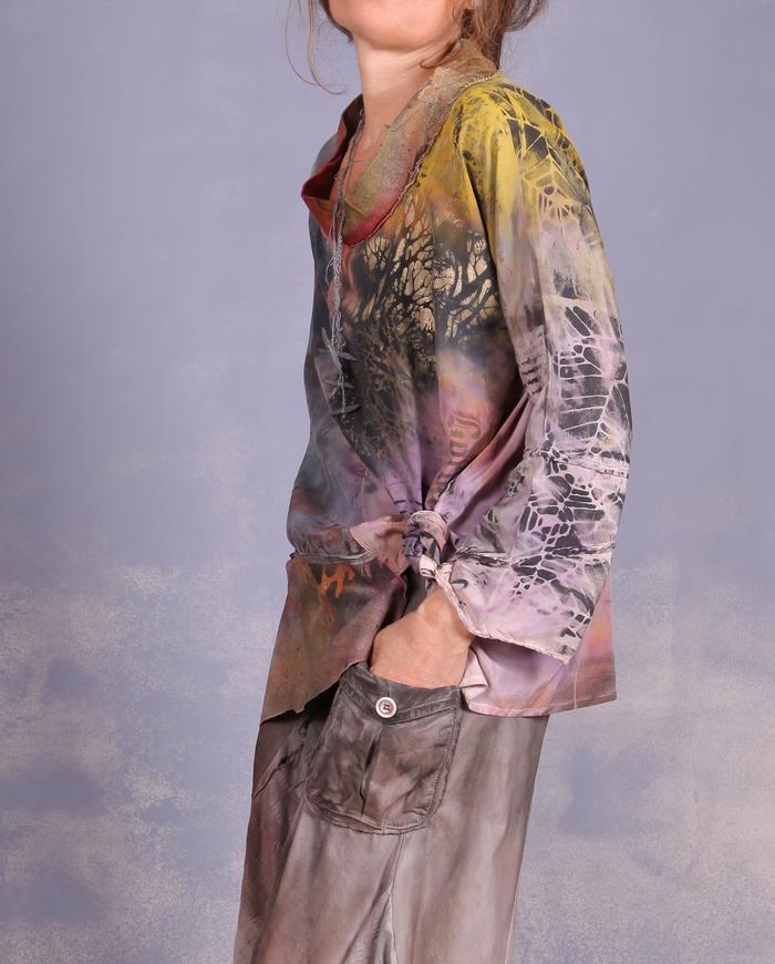 'lost in a complex dream' silk hand-painted blouse