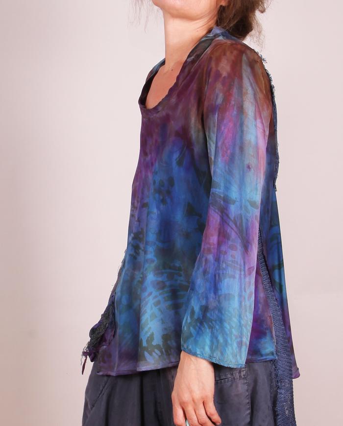 'like air itself' silk blouse with knit back