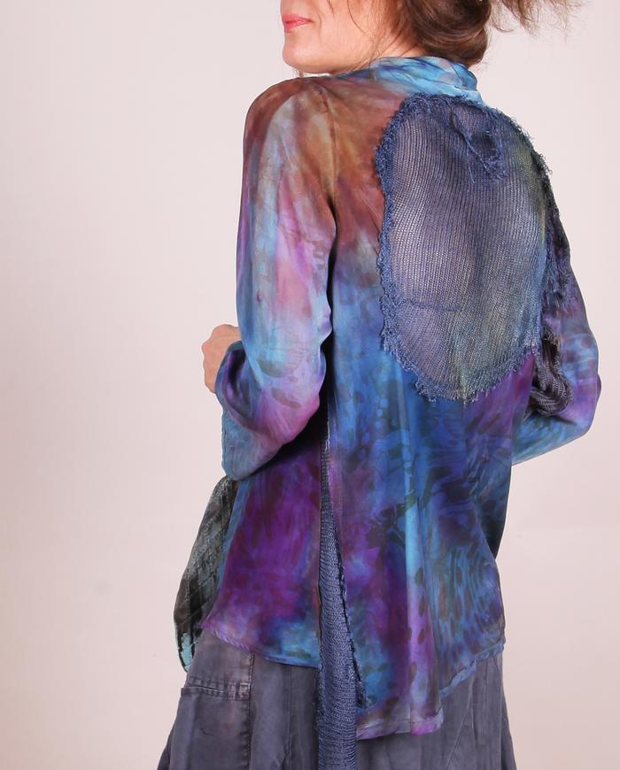 'like air itself' silk blouse with knit back