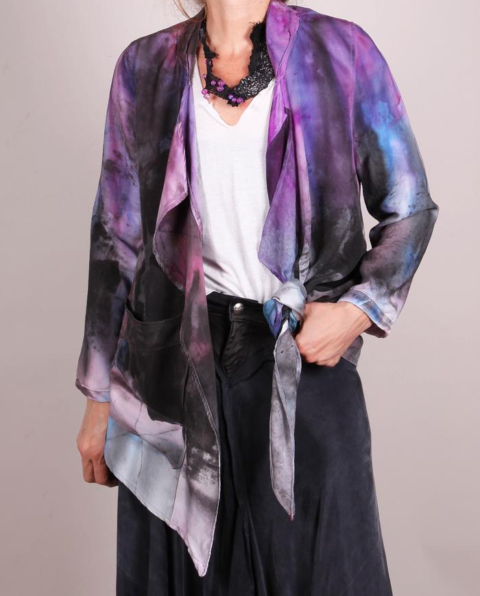 'a colorful waterfall' mixed silks jacket