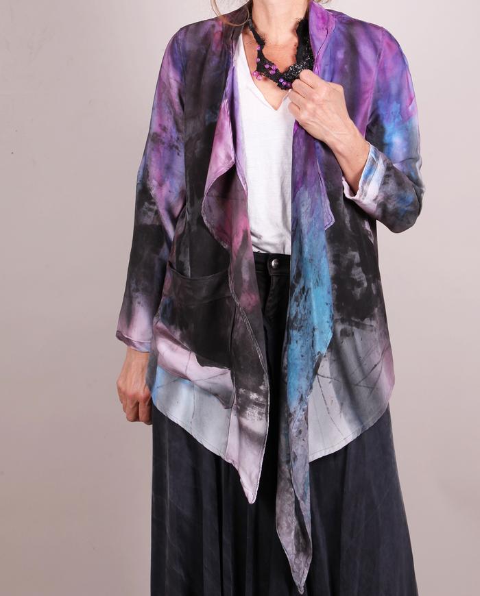 'a colorful waterfall' mixed silks jacket