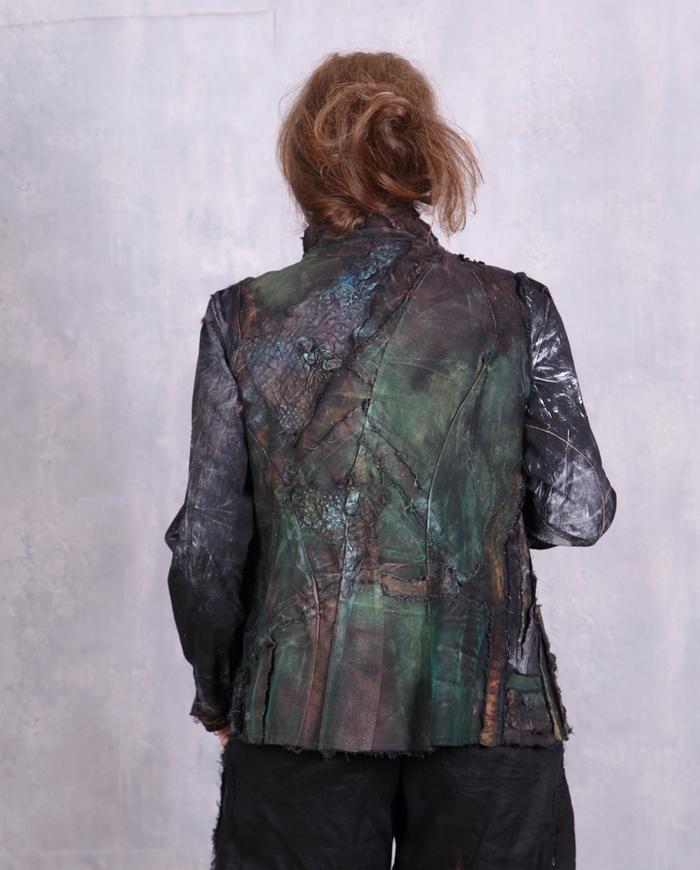 'hidden between the bark and the tree' ultra detailed artisanal jacket