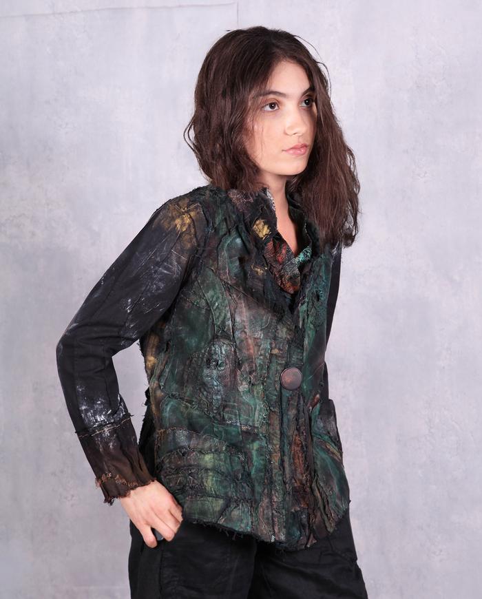 'hidden between the bark and the tree' ultra detailed artisanal jacket