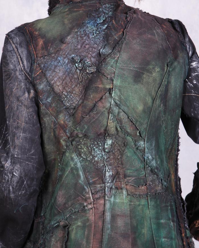 'hidden between the bark and the tree' ultra detailed artisanal jacket
