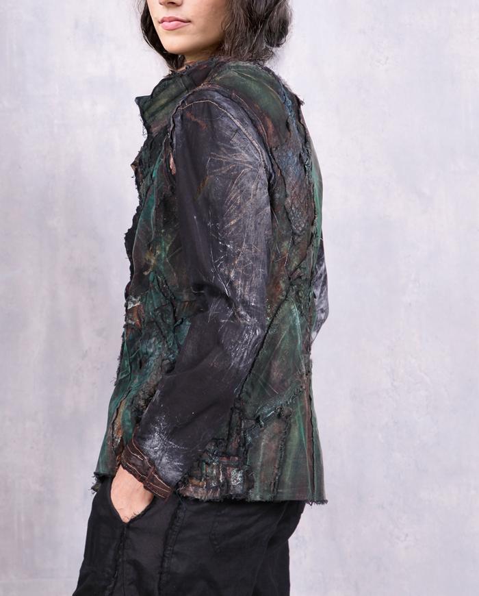 'hidden between the bark and the tree' ultra detailed artisanal jacket