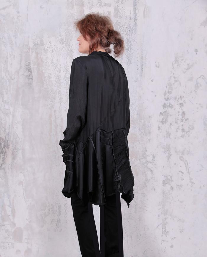 textured black flowy silk tunic