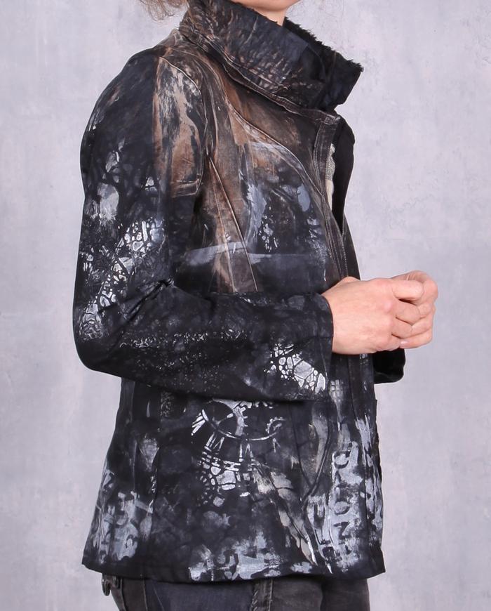 'think quiet thoughts' fitted distressed modern jacket