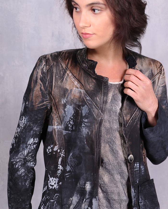 'think quiet thoughts' fitted distressed modern jacket
