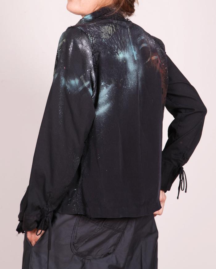 'with sparkle and confidence' sculptural asymmetrical blouse/jacket