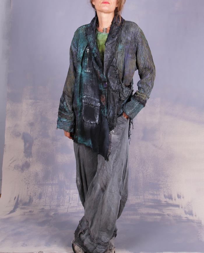 'gem stones in the forest' asymmetrical detailed jacket