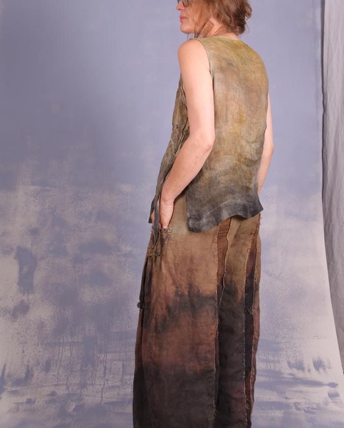 'like breathing itself' layered Belgian linen gauze painted tank top