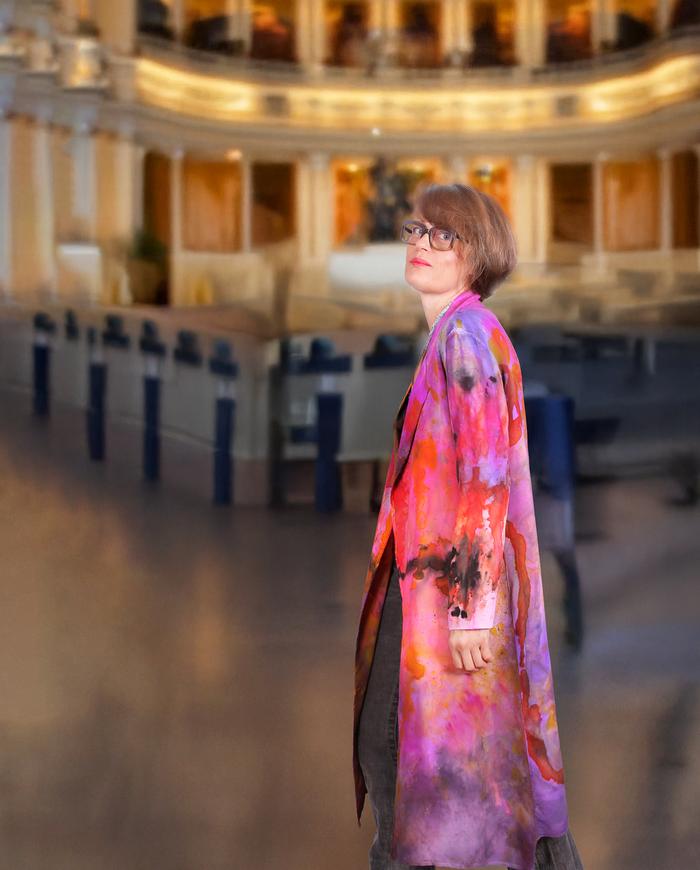 'dazzle me with art' silk crepe jacket