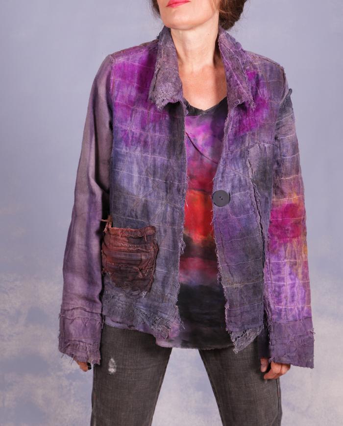 'groovy kind of cozy' layered quilted art jacket