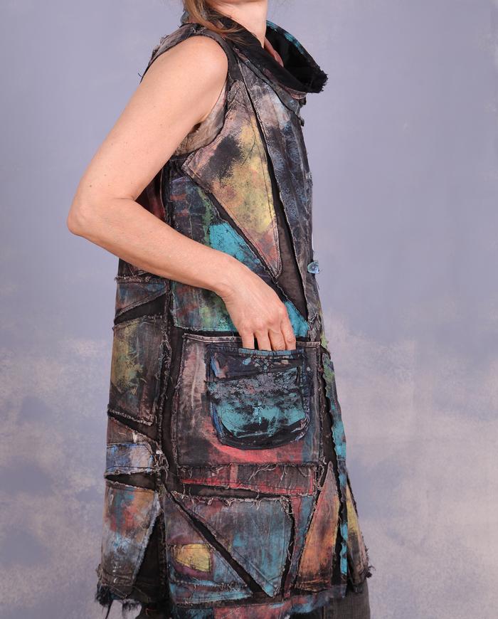 'kaleidoscopic labyrinth' detailed applique couture vest/dress