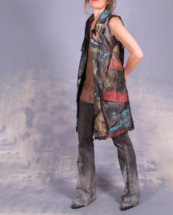 'kaleidoscopic labyrinth' detailed applique couture vest/dress
