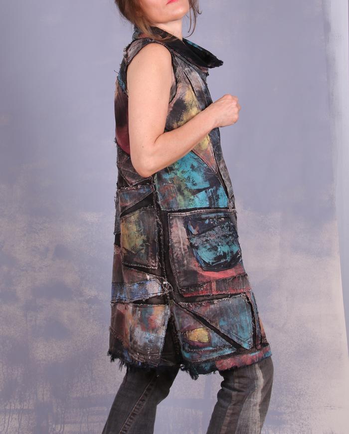 'kaleidoscopic labyrinth' detailed applique couture vest/dress
