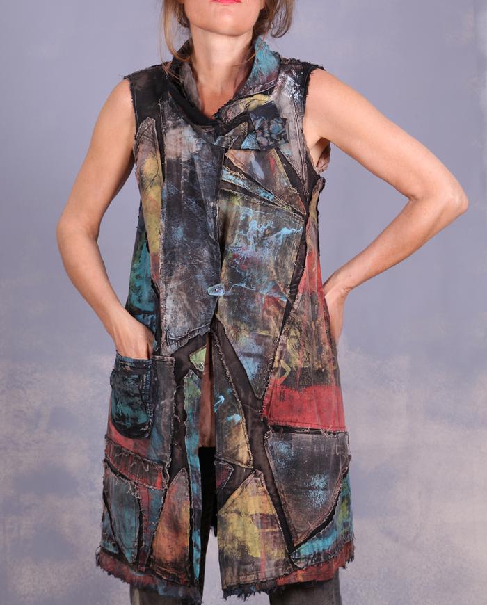 'kaleidoscopic labyrinth' detailed applique couture vest/dress