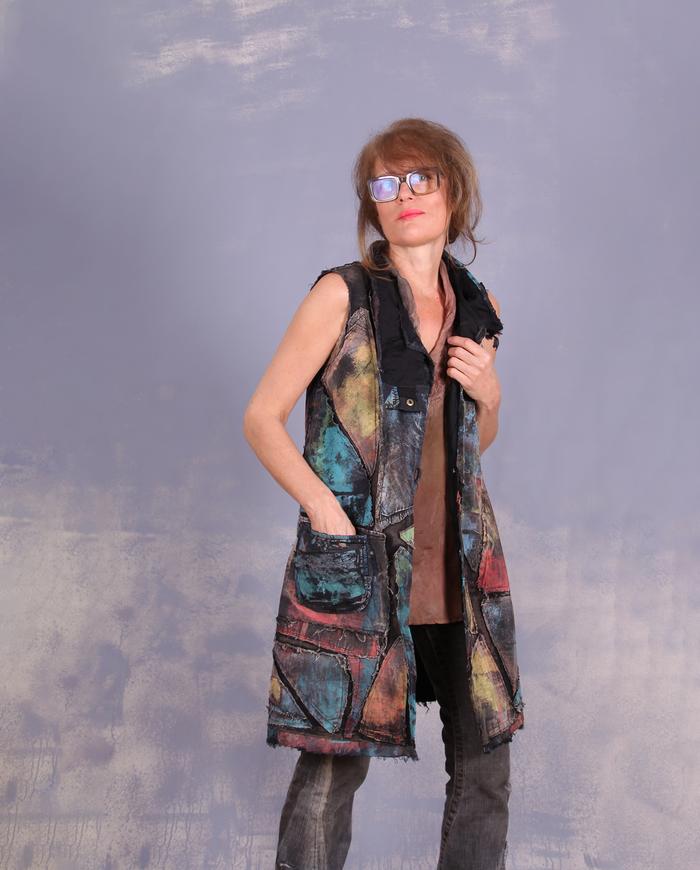 'kaleidoscopic labyrinth' detailed applique couture vest/dress