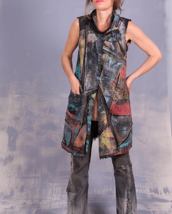 'kaleidoscopic labyrinth' detailed applique couture vest/dress
