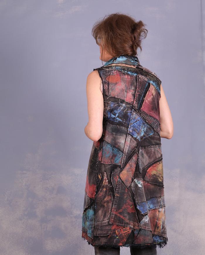 'kaleidoscopic labyrinth' detailed applique couture vest/dress