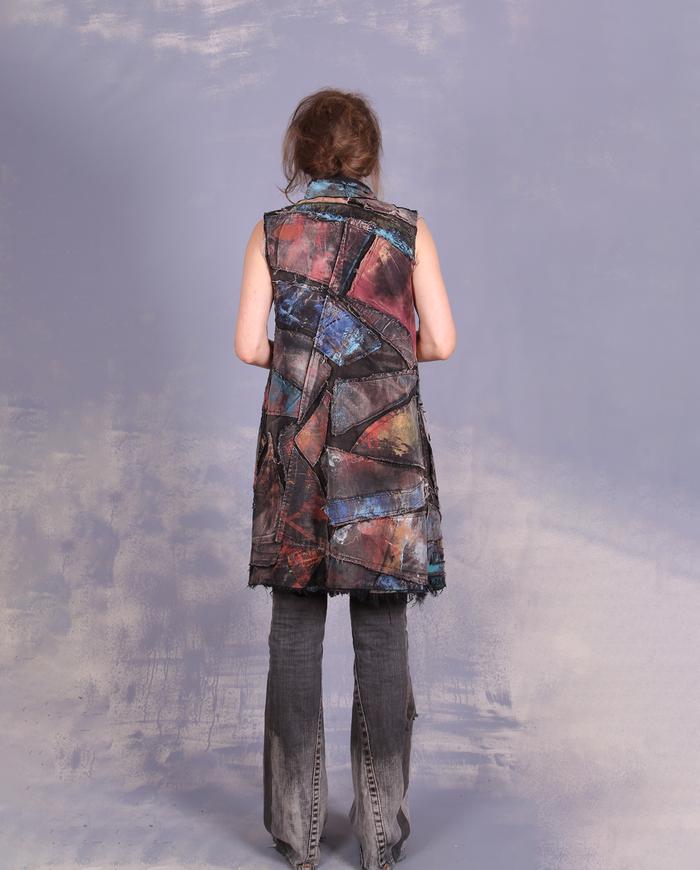 'kaleidoscopic labyrinth' detailed applique couture vest/dress