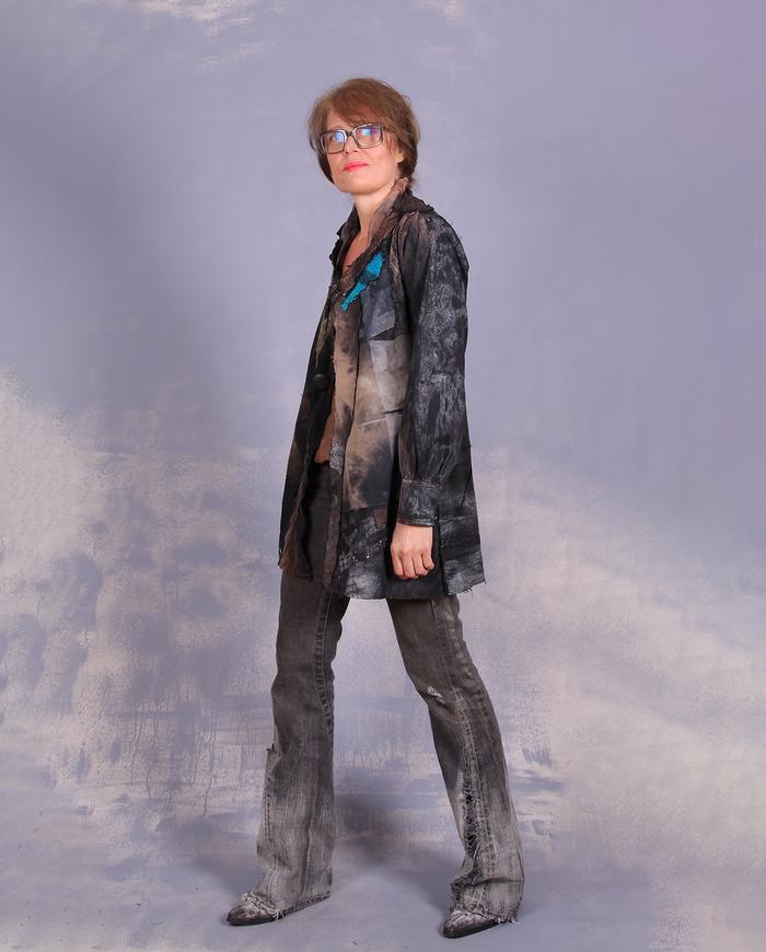 'a glowing skyline' distressed modern jacket