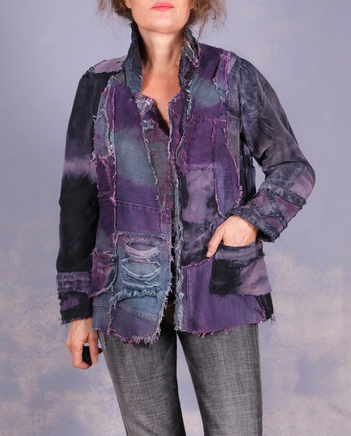 'through purple islands' denim-like detailed jacket