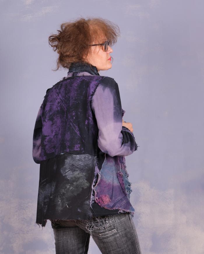 'through purple islands' denim-like detailed jacket