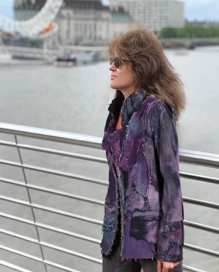'through purple islands' denim-like detailed jacket
