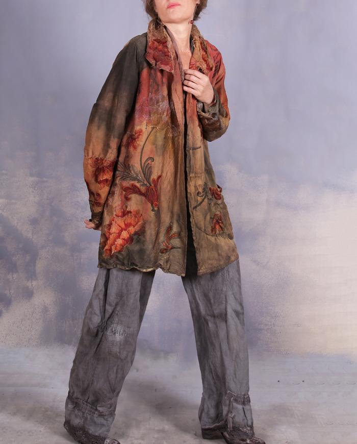 'don't buy me flowers' embroidered antique silk art jacket