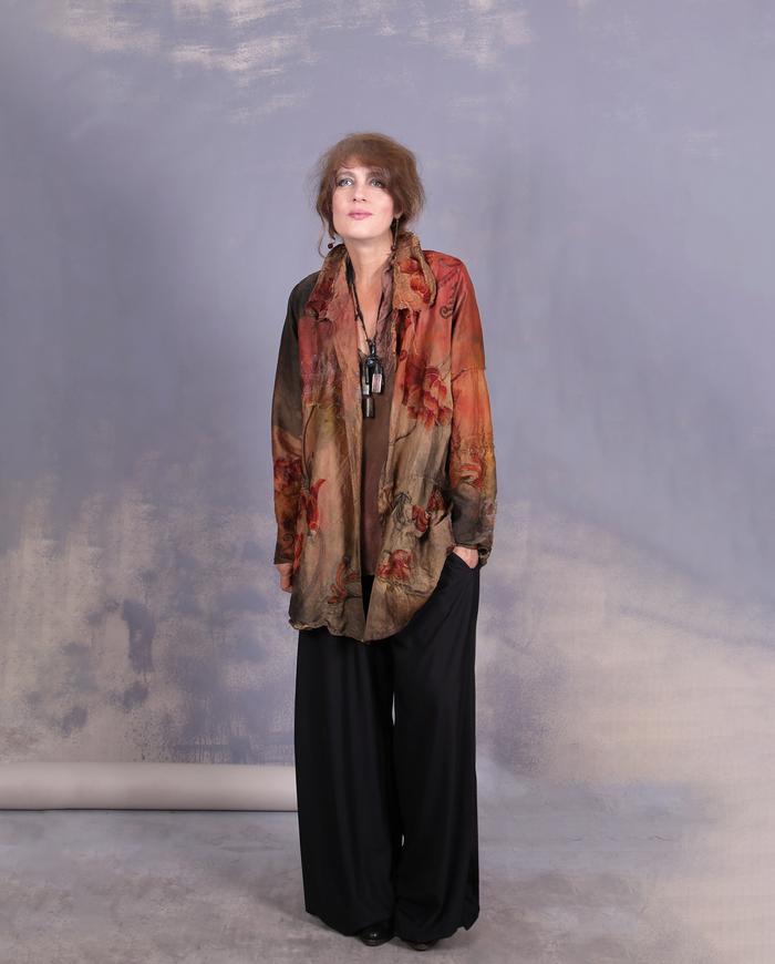 'don't buy me flowers' embroidered antique silk art jacket