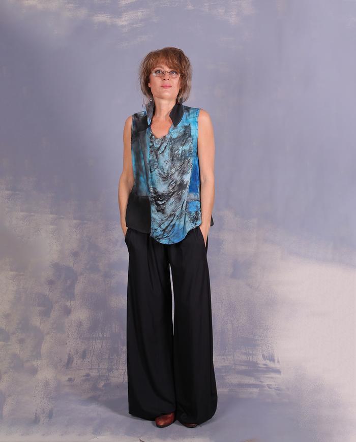 'come wear the waves' sleeveless loose top with collar