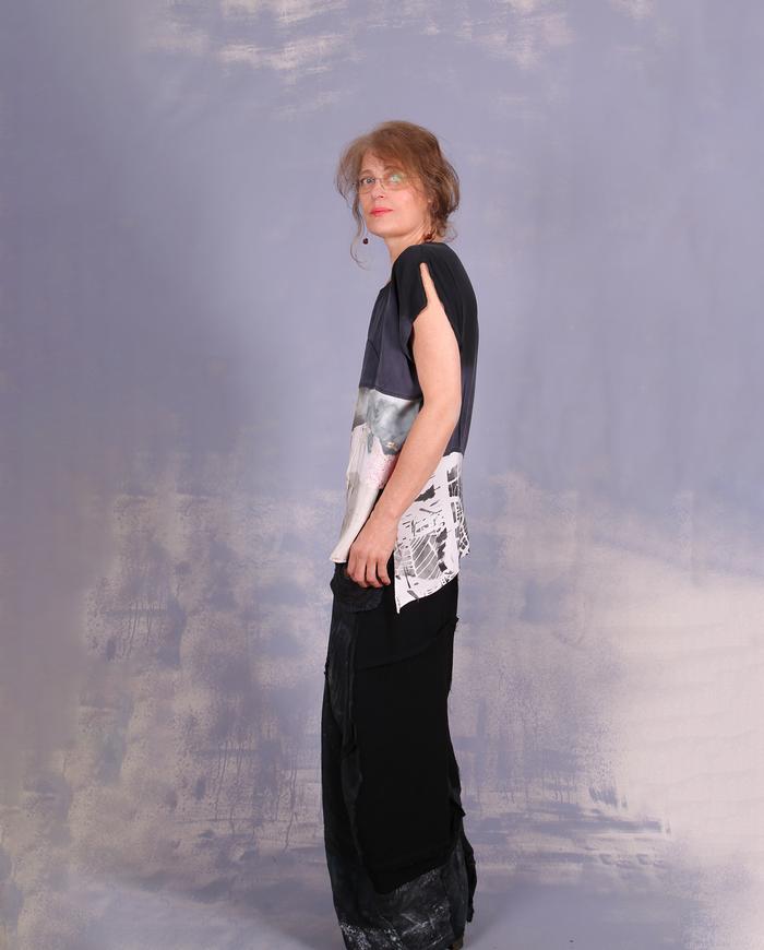 'on a quiet morning' asymmetrical cap sleeve blouse