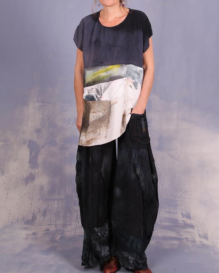 'on a quiet morning' asymmetrical cap sleeve blouse
