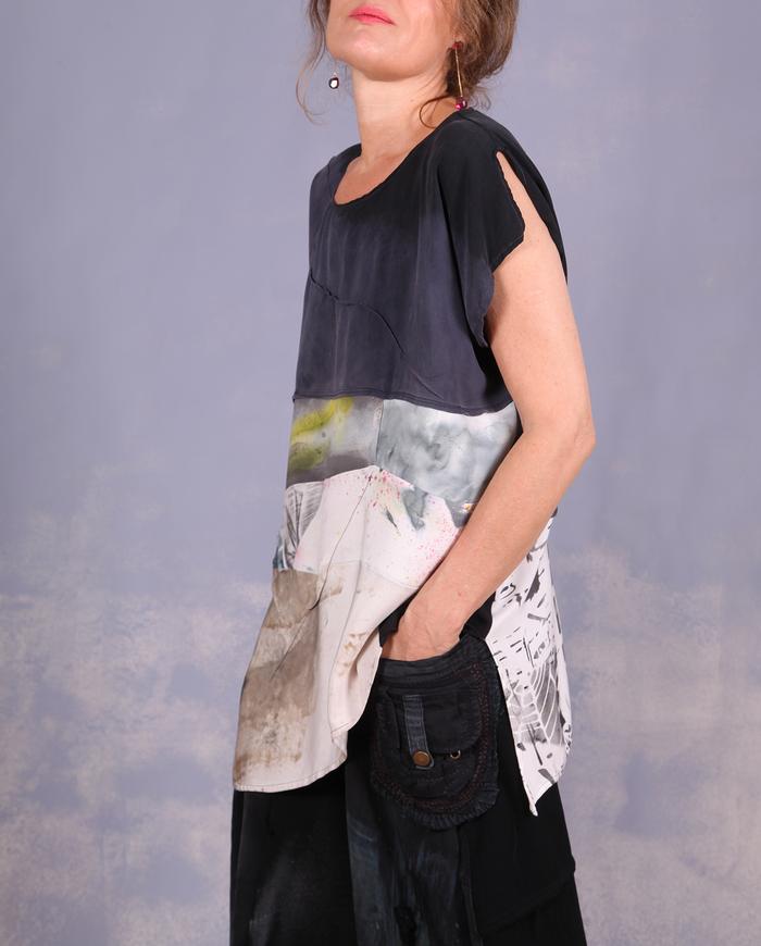 'on a quiet morning' asymmetrical cap sleeve blouse