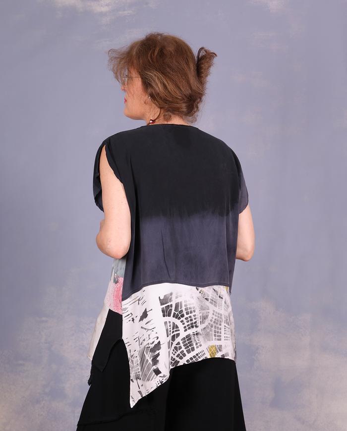 'on a quiet morning' asymmetrical cap sleeve blouse