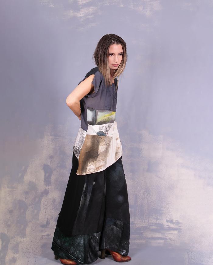 'on a quiet morning' asymmetrical cap sleeve blouse