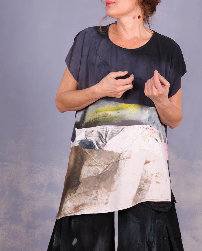 'on a quiet morning' asymmetrical cap sleeve blouse