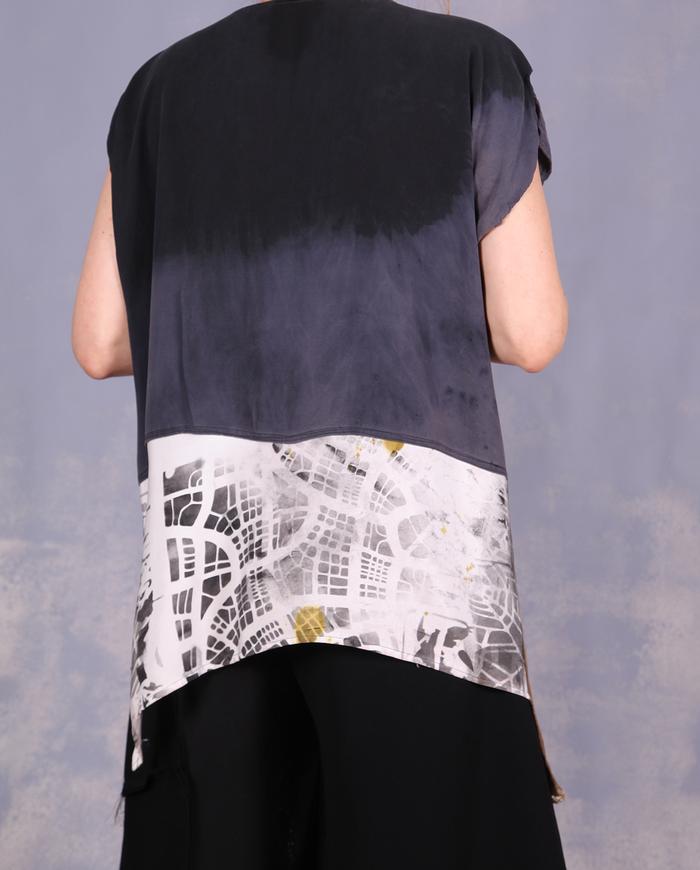 'on a quiet morning' asymmetrical cap sleeve blouse