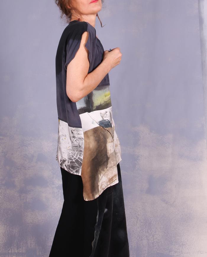 'on a quiet morning' asymmetrical cap sleeve blouse