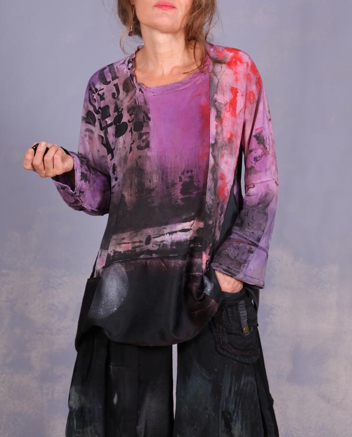 'refuse to be confused' hand-painted art blouse