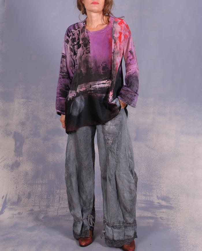 'refuse to be confused' hand-painted art blouse