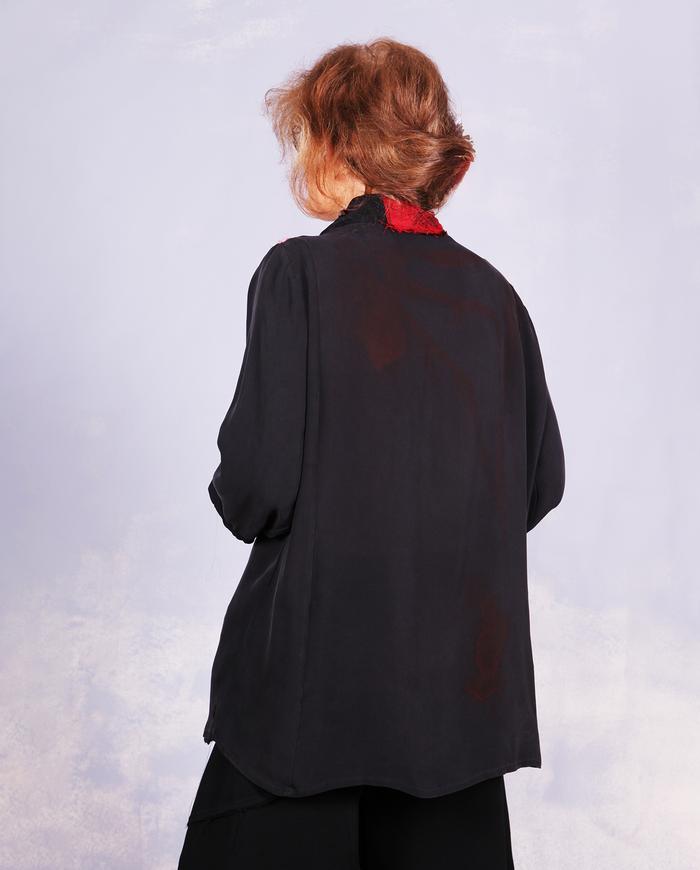 'black out to red: story no. 2' silk georgette blouse