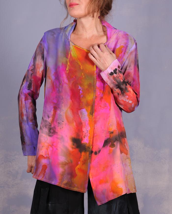 'through the garden path' fluid silk crepe blouse