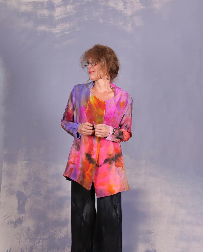 'through the garden path' fluid silk crepe blouse