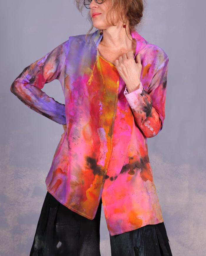 'through the garden path' fluid silk crepe blouse