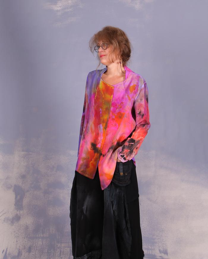 'through the garden path' fluid silk crepe blouse