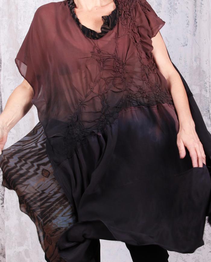 sheer ombre oversized silk chiffon dress or tunic